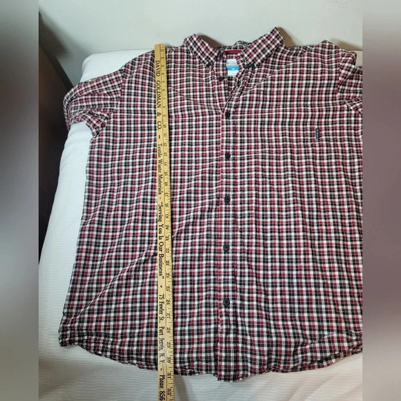 Men's Columbia Plaid Red/Black/White Button Down Shirt sz XXL 216 - Picture 6 of 10